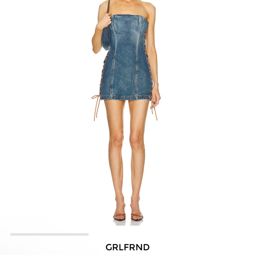 GRLFRND Strapless Blue Denim Dress